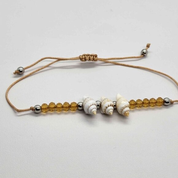 NEW 3 Seashell with BROWN Bracelet - Picture 3 of 4